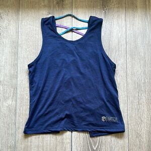 Born Primitive Blue Sleeveless Tank Top with Criss-Cross Back